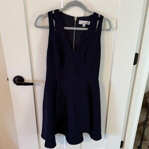 Adelyn Rae Asymmetrical Crepe Fit & Flare Dress